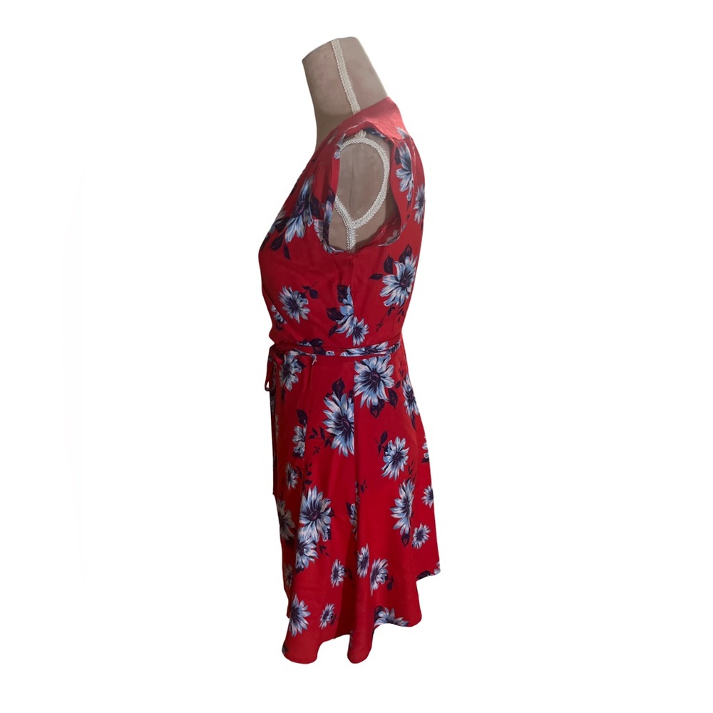 Yumi Kim Red Floral Puff Sleeve Mini Dress - Picture 3 of 10